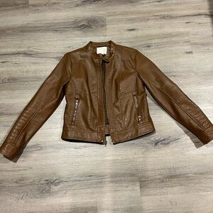 Brown Faux Leather Women's Jacket